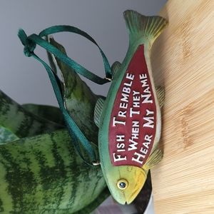 EUC rustic style fishing ornament